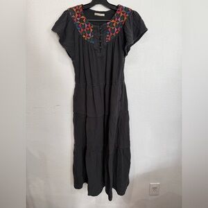 Marine Layer Grey Embroidered Midi Dress 100% Cotton Women’s Size Large